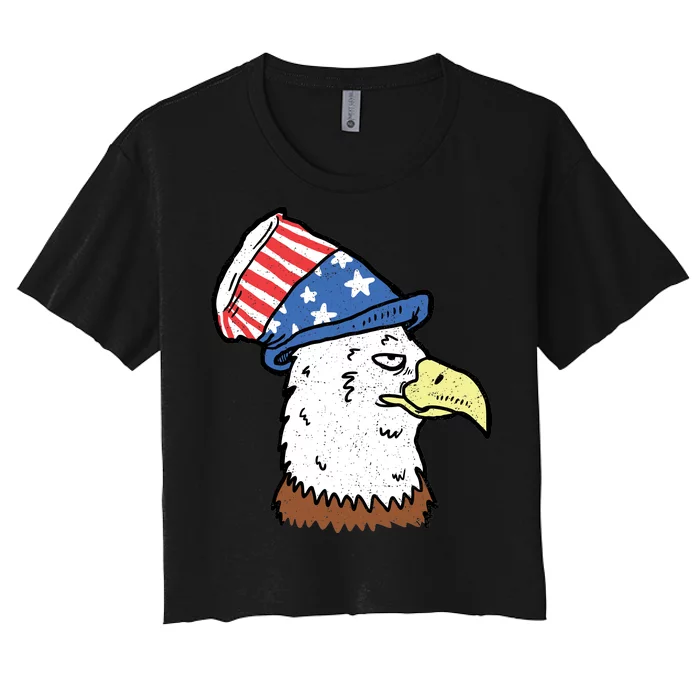 Retro Patriotic Bald Eagle Women's Crop Top Tee