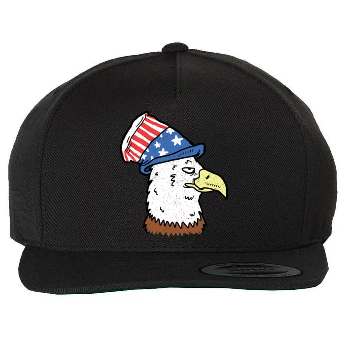 Retro Patriotic Bald Eagle Wool Snapback Cap