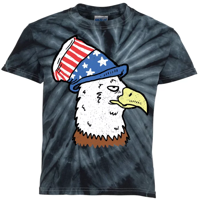 Retro Patriotic Bald Eagle Kids Tie-Dye T-Shirt