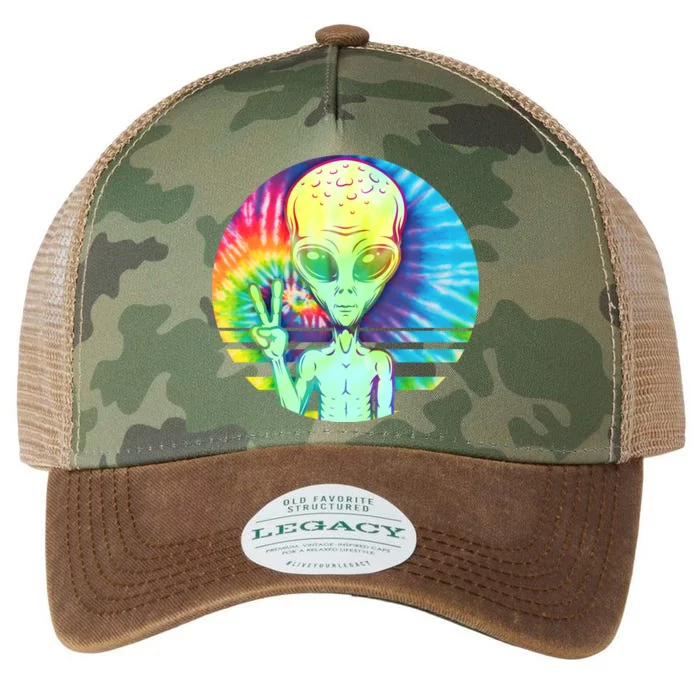 Retro Peace Alien Hippie Legacy Tie Dye Trucker Hat