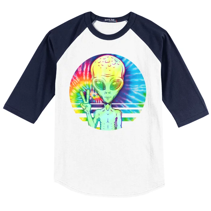 Retro Peace Alien Hippie Baseball Sleeve Shirt