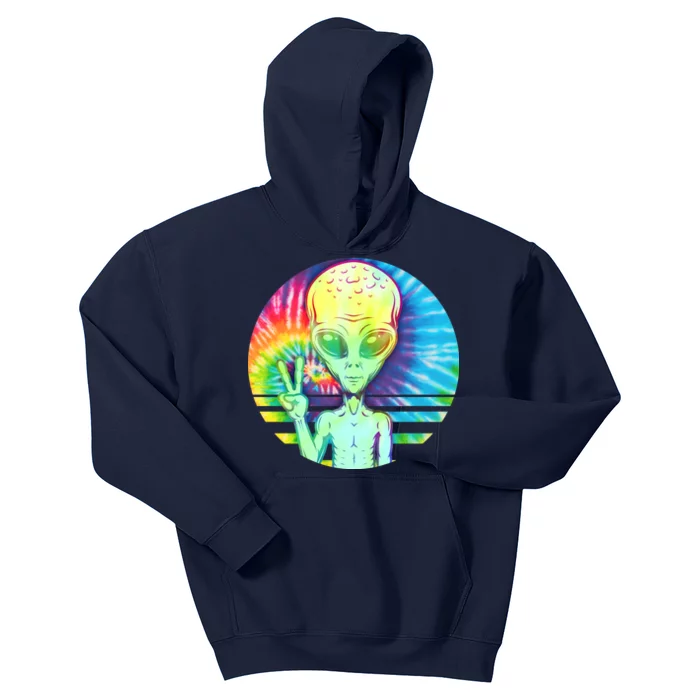 Retro Peace Alien Hippie Kids Hoodie