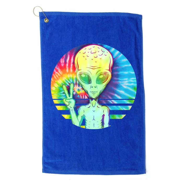 Retro Peace Alien Hippie Platinum Collection Golf Towel