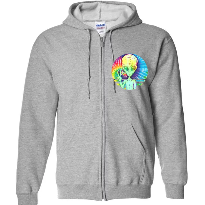 Retro Peace Alien Hippie Full Zip Hoodie