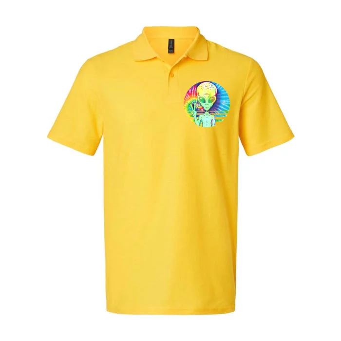 Retro Peace Alien Hippie Softstyle Adult Sport Polo