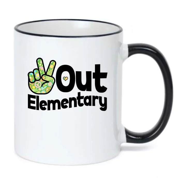 Retro Peace Out Elementary Black Color Changing Mug