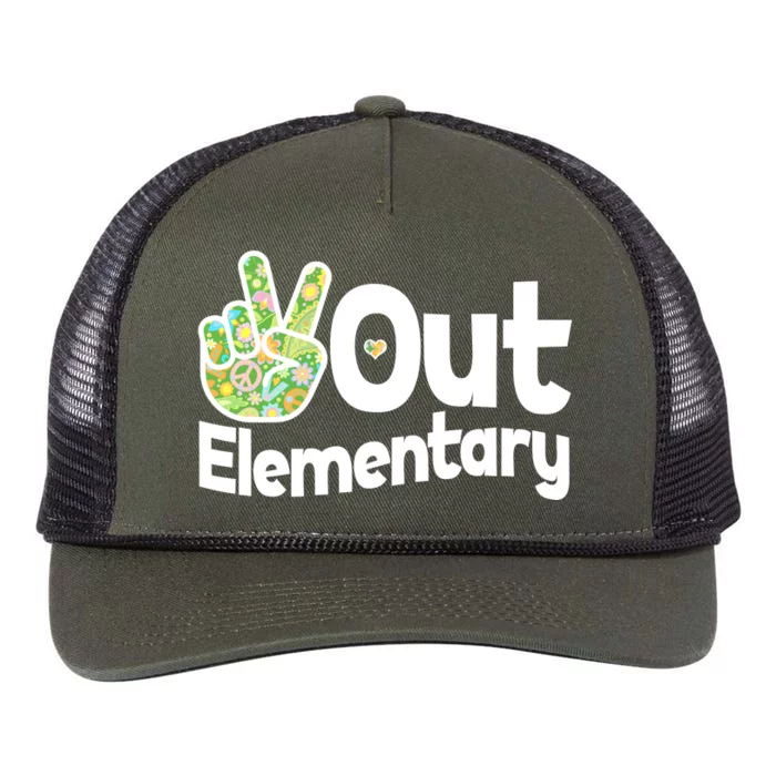 Retro Peace Out Elementary Retro Rope Trucker Hat Cap