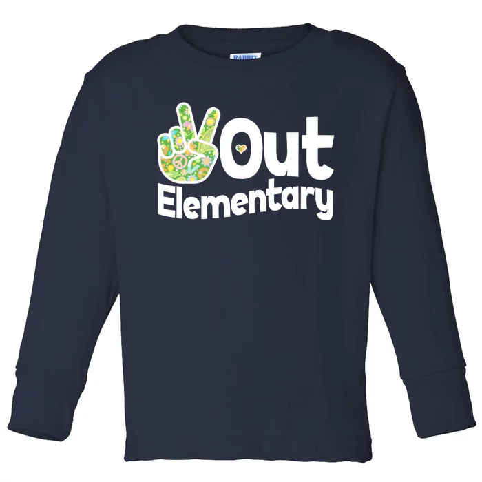 Retro Peace Out Elementary Toddler Long Sleeve Shirt