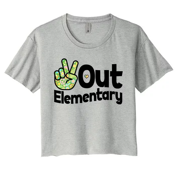 Retro Peace Out Elementary Women's Crop Top Tee