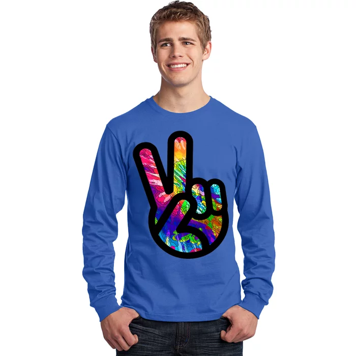 Retro Peace Sign Hand Long Sleeve Shirt