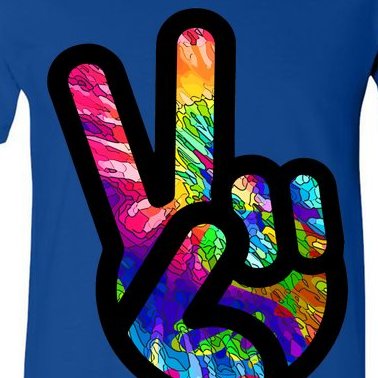 Retro Peace Sign Hand V-Neck T-Shirt