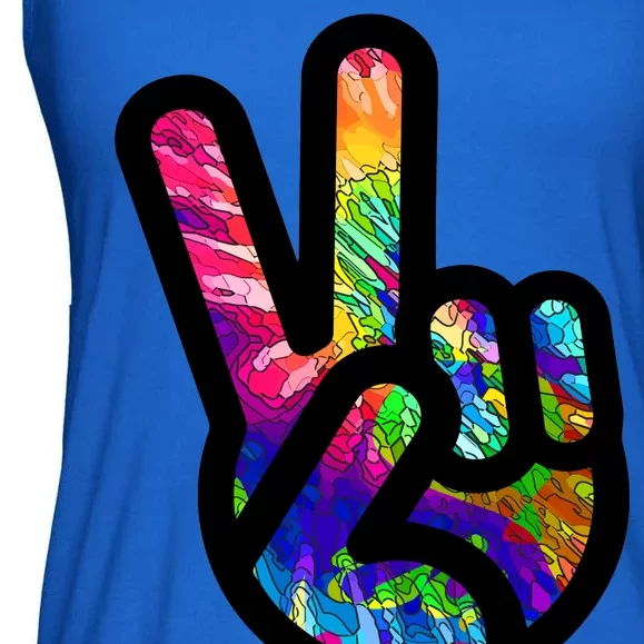 Retro Peace Sign Hand Ladies Essential Flowy Tank