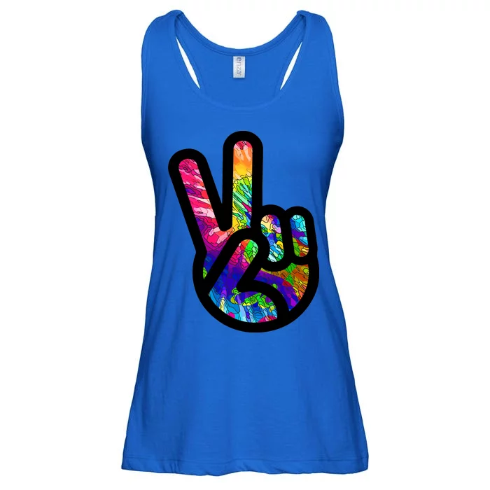 Retro Peace Sign Hand Ladies Essential Flowy Tank