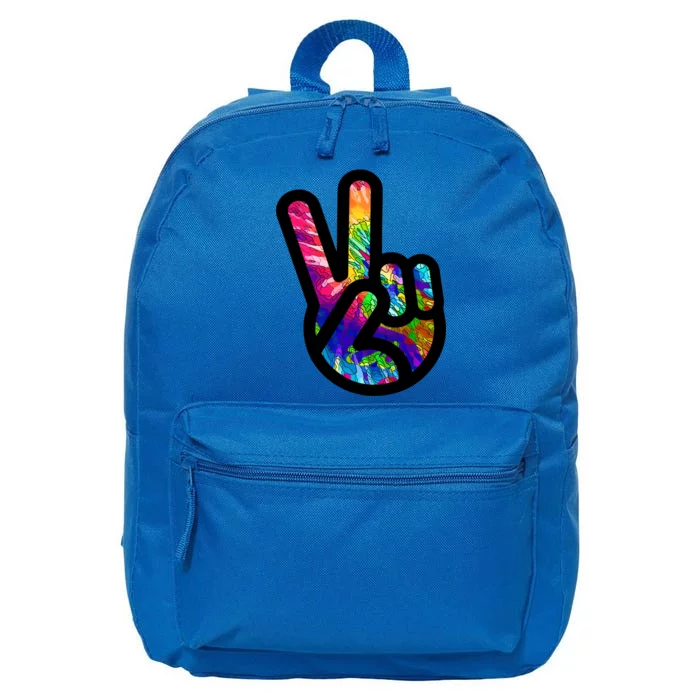 Retro Peace Sign Hand 16 in Basic Backpack