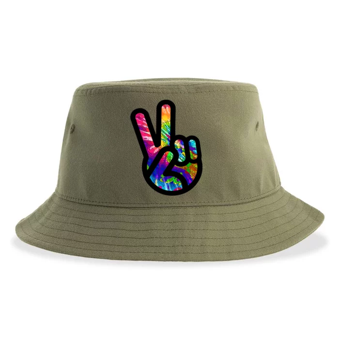 Retro Peace Sign Hand Sustainable Bucket Hat