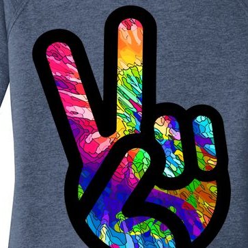 Retro Peace Sign Hand Women’s Perfect Tri Tunic Long Sleeve Shirt