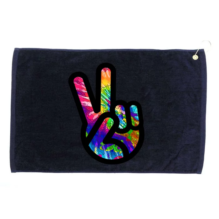 Retro Peace Sign Hand Grommeted Golf Towel