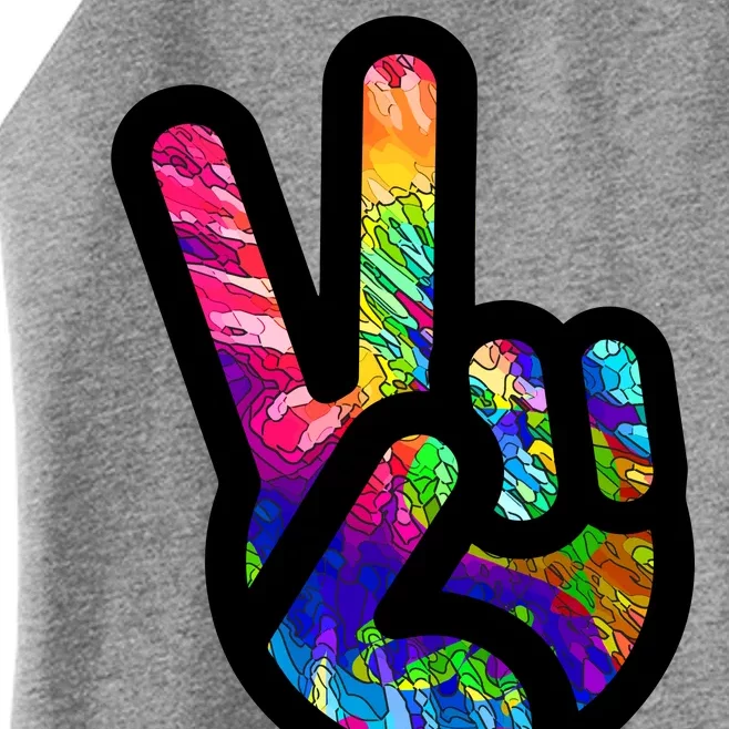 Retro Peace Sign Hand Women’s Perfect Tri Rocker Tank