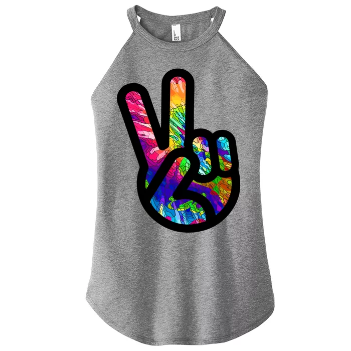 Retro Peace Sign Hand Women’s Perfect Tri Rocker Tank