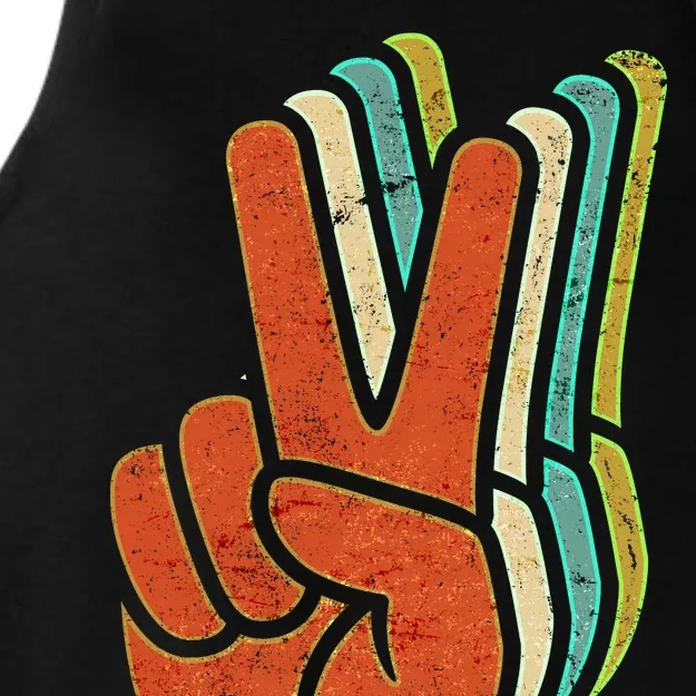 Retro Peace Symbol Hand Ladies Tri-Blend Wicking Tank