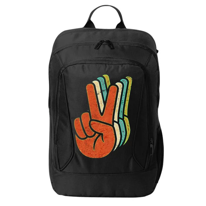 Retro Peace Symbol Hand City Backpack