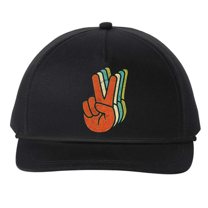 Retro Peace Symbol Hand Snapback Five-Panel Rope Hat