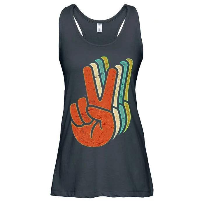 Retro Peace Symbol Hand Ladies Essential Flowy Tank