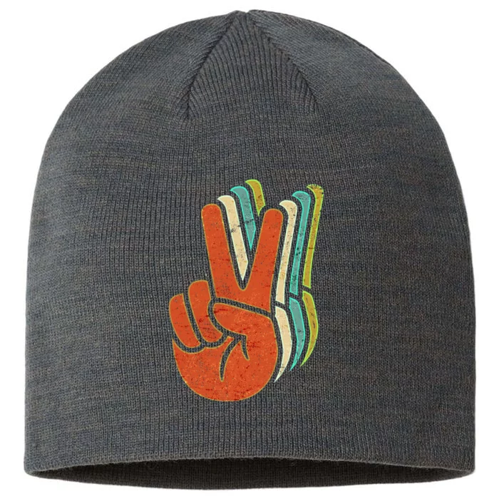 Retro Peace Symbol Hand 8 1/2in Sustainable Knit Beanie