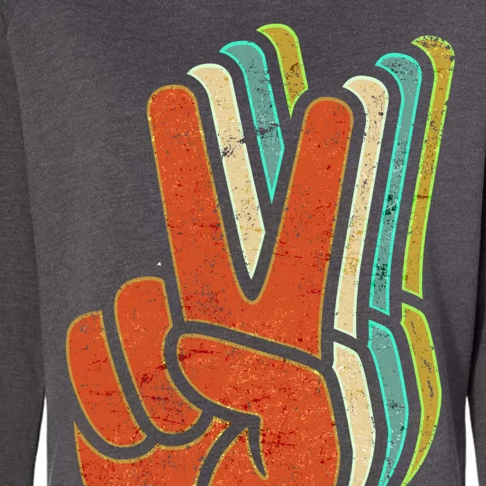 Retro Peace Symbol Hand Womens California Wash Sweatshirt