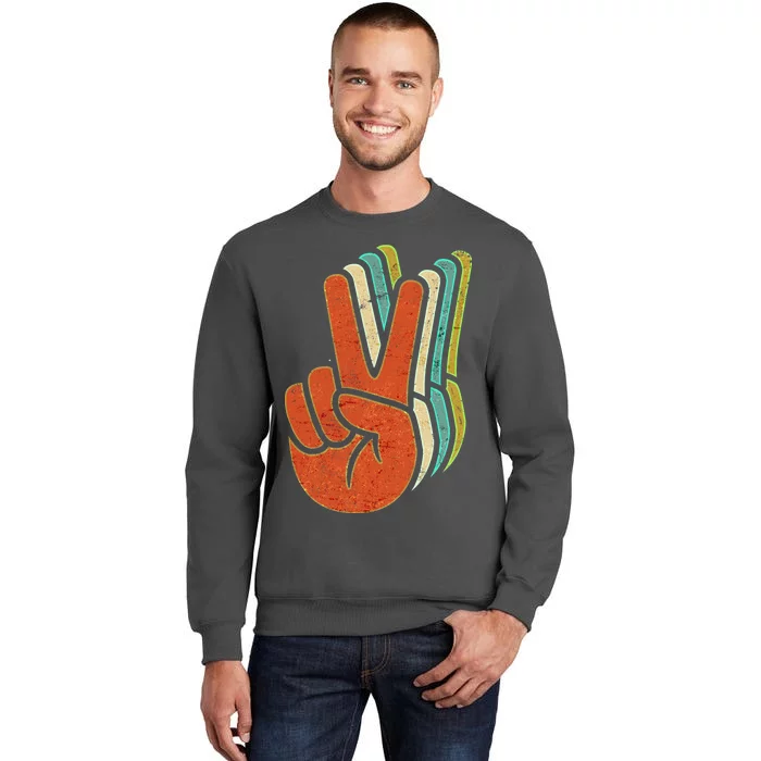 Retro Peace Symbol Hand Tall Sweatshirt