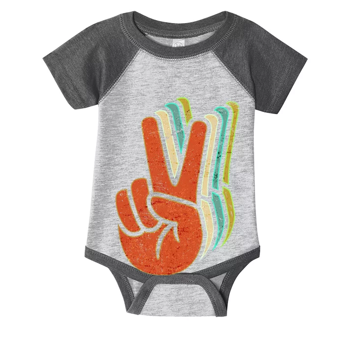 Retro Peace Symbol Hand Infant Baby Jersey Bodysuit