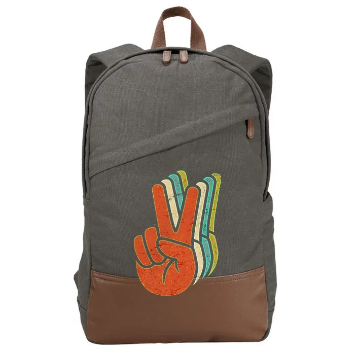 Retro Peace Symbol Hand Cotton Canvas Backpack