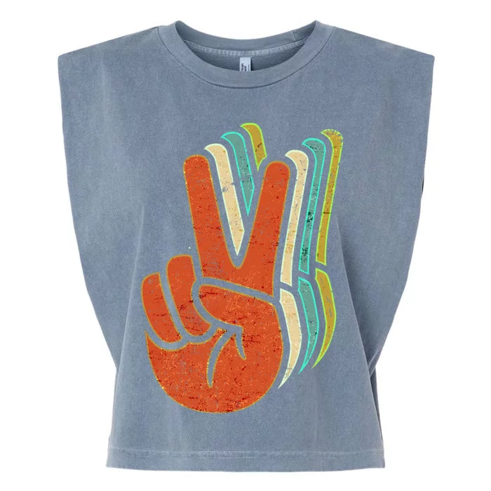 Retro Peace Symbol Hand Garment-Dyed Women's Muscle Tee