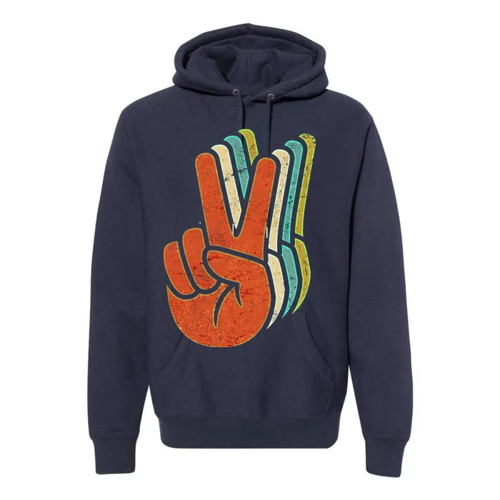 Retro Peace Symbol Hand Premium Hoodie