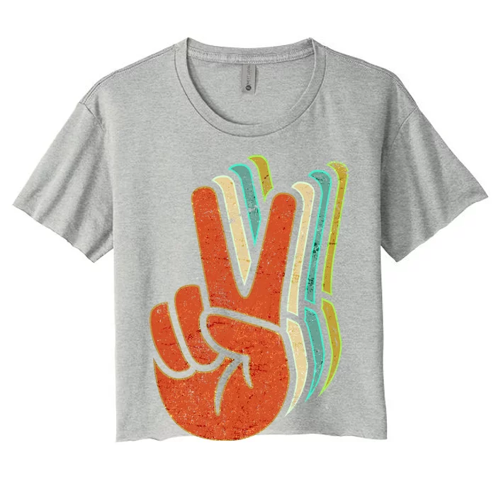 Retro Peace Symbol Hand Women's Crop Top Tee