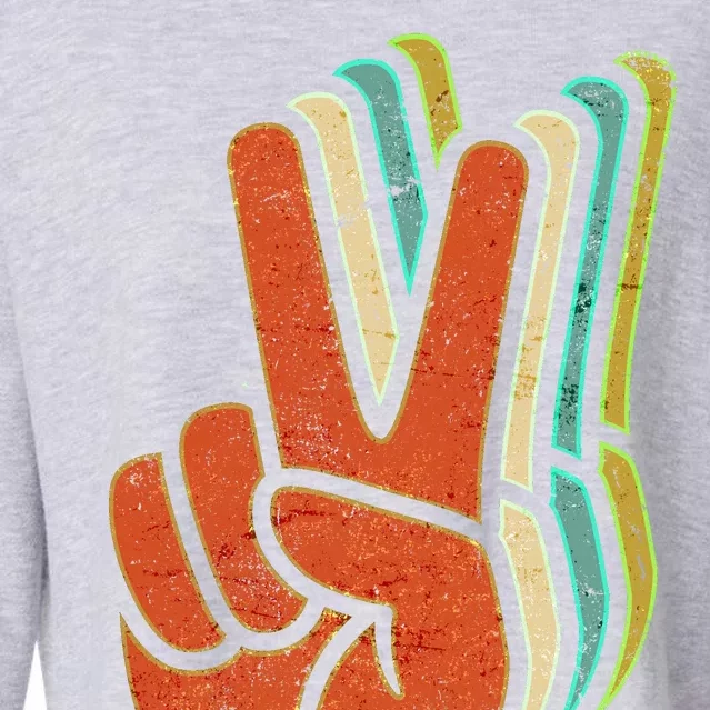 Retro Peace Symbol Hand Cropped Pullover Crew