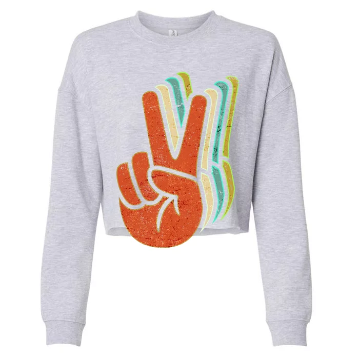 Retro Peace Symbol Hand Cropped Pullover Crew