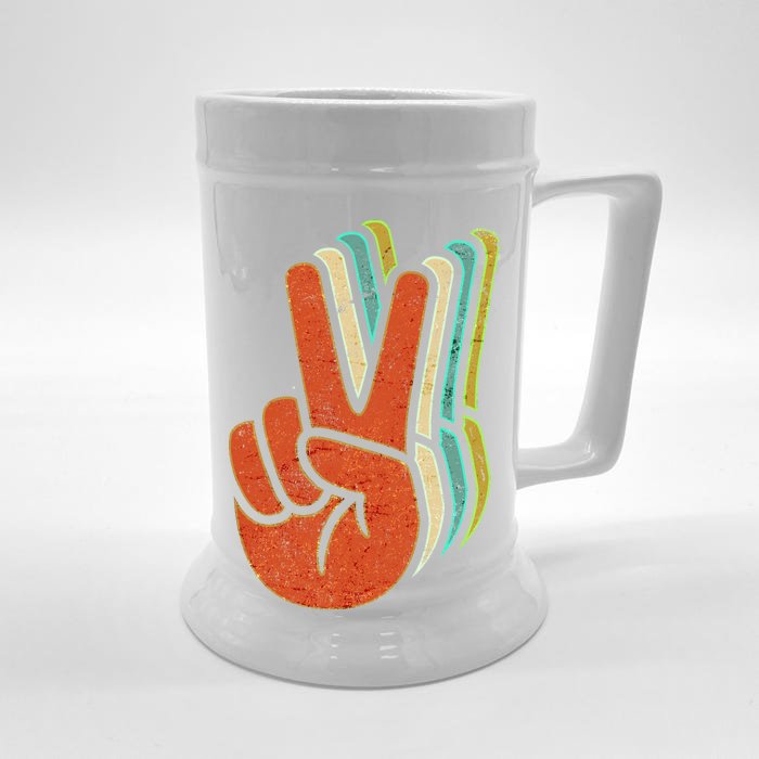 Retro Peace Symbol Hand Front & Back Beer Stein