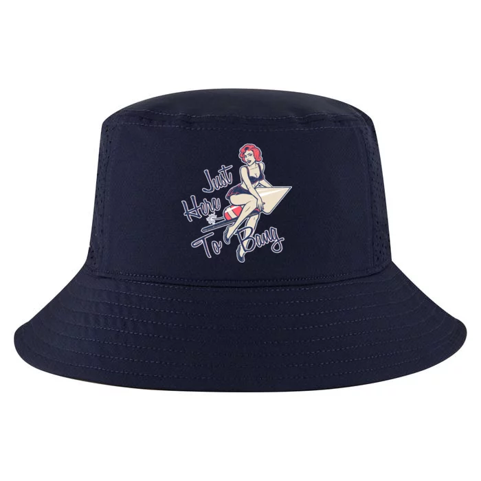 Retro Pin Up Just Here To Bang Cool Comfort Performance Bucket Hat