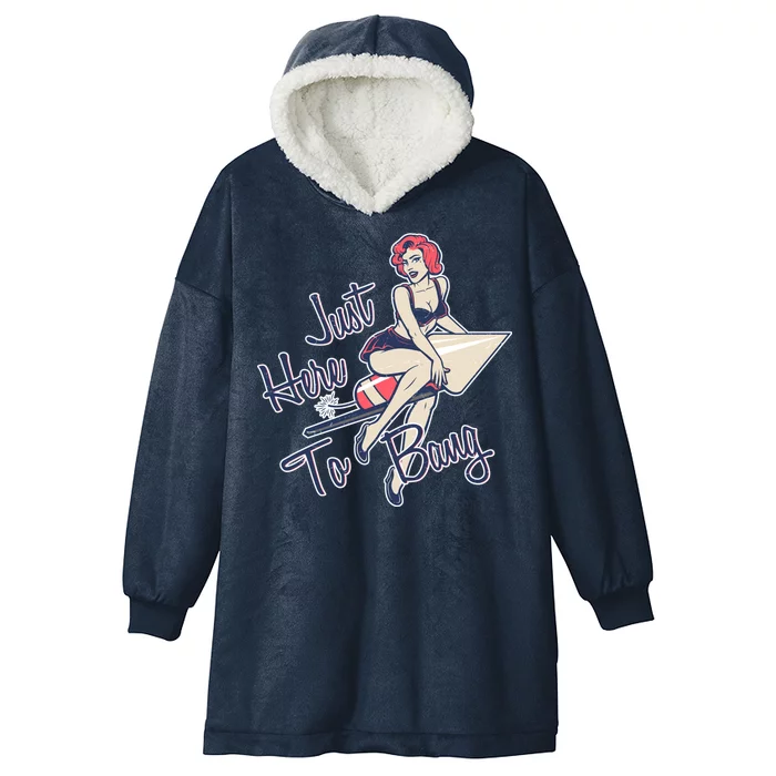 Retro Pin Up Just Here To Bang Hooded Wearable Blanket