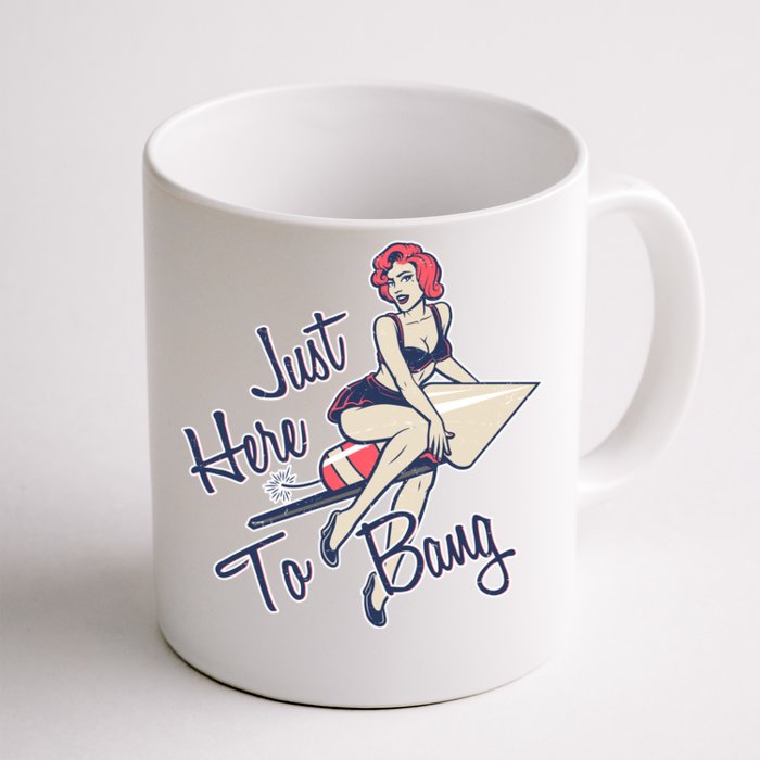 Retro Pin Up Just Here To Bang Front & Back Coffee Mug