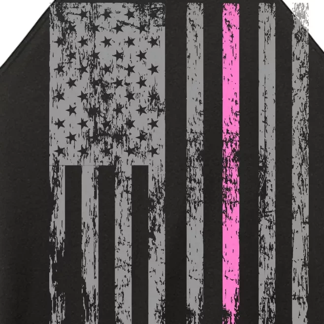 Retro Pink Thin Line Breast Cancer Awareness USA Flag Women’s Perfect Tri Rocker Tank