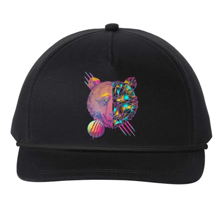 Retro Polygon Bear Vintage 80's Snapback Five-Panel Rope Hat