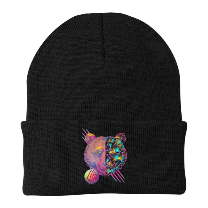 Retro Polygon Bear Vintage 80's Knit Cap Winter Beanie