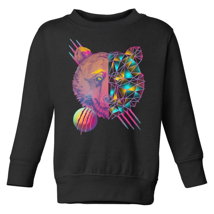 Retro Polygon Bear Vintage 80's Toddler Sweatshirt