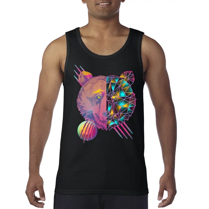 Retro Polygon Bear Vintage 80's Tank Top