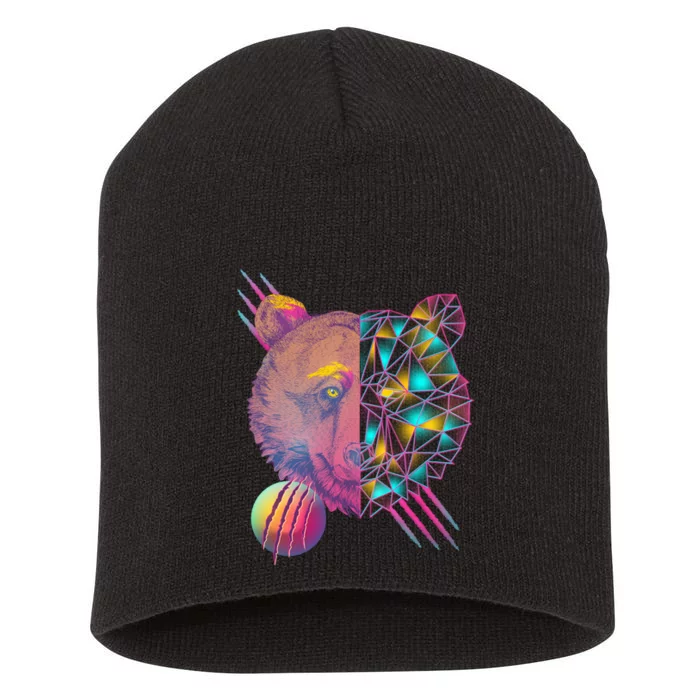 Retro Polygon Bear Vintage 80's Short Acrylic Beanie