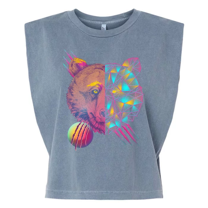 Retro Polygon Bear Vintage 80's Garment-Dyed Women's Muscle Tee