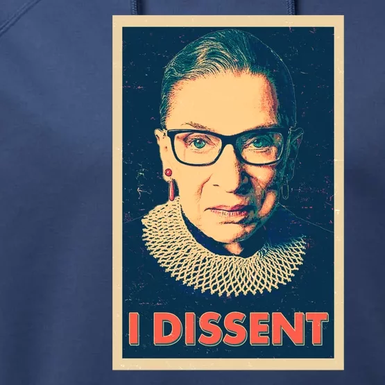 Retro Poster Ruth Bader Ginsburg I Dissent RBG Performance Fleece Hoodie