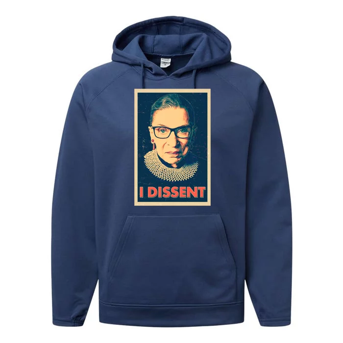 Retro Poster Ruth Bader Ginsburg I Dissent RBG Performance Fleece Hoodie